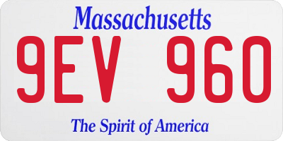 MA license plate 9EV960