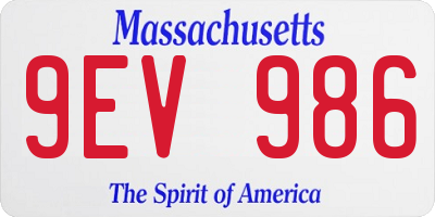 MA license plate 9EV986