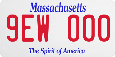 MA license plate 9EW000