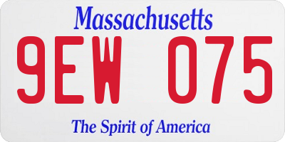 MA license plate 9EW075