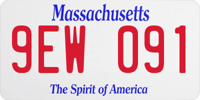MA license plate 9EW091