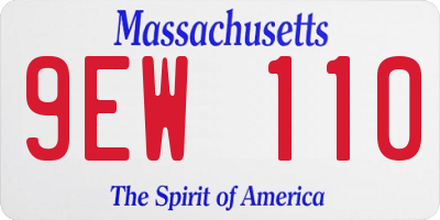 MA license plate 9EW110