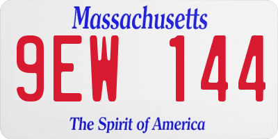 MA license plate 9EW144