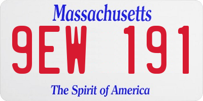 MA license plate 9EW191