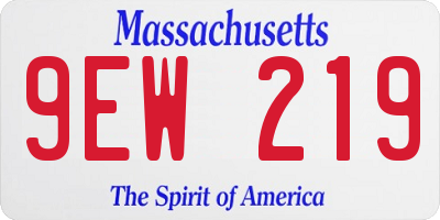 MA license plate 9EW219
