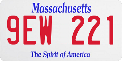 MA license plate 9EW221