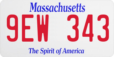 MA license plate 9EW343