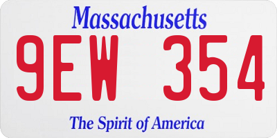 MA license plate 9EW354