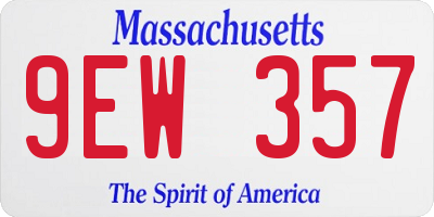 MA license plate 9EW357