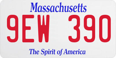 MA license plate 9EW390