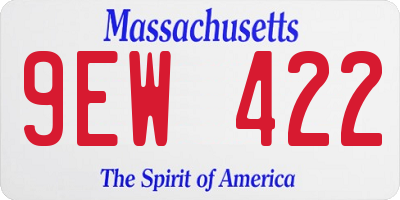 MA license plate 9EW422