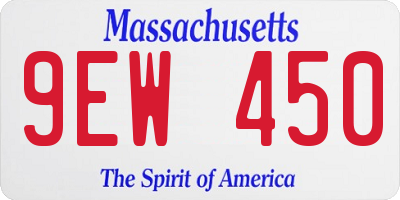 MA license plate 9EW450