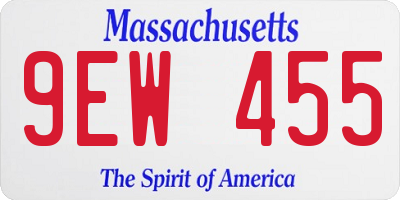 MA license plate 9EW455