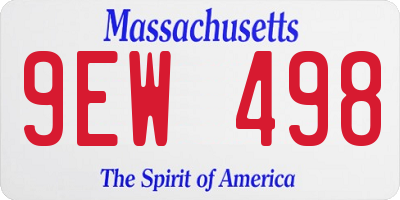 MA license plate 9EW498