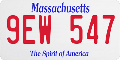 MA license plate 9EW547