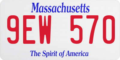 MA license plate 9EW570