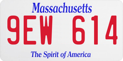 MA license plate 9EW614