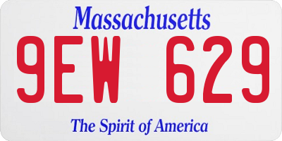 MA license plate 9EW629
