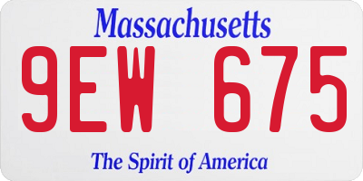 MA license plate 9EW675