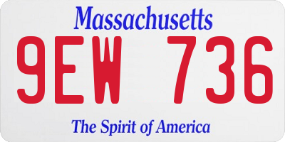 MA license plate 9EW736