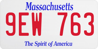 MA license plate 9EW763
