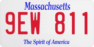 MA license plate 9EW811