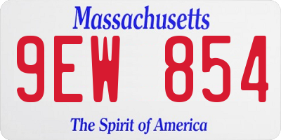 MA license plate 9EW854