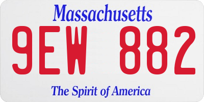 MA license plate 9EW882