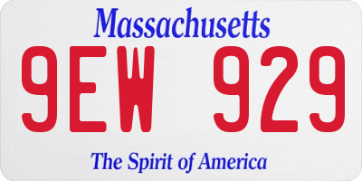 MA license plate 9EW929