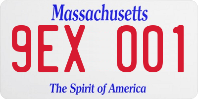 MA license plate 9EX001