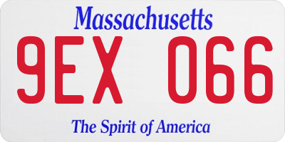 MA license plate 9EX066