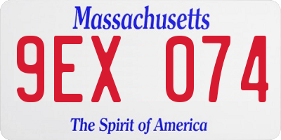 MA license plate 9EX074