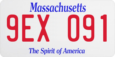 MA license plate 9EX091