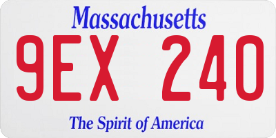 MA license plate 9EX240