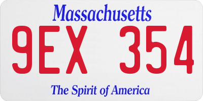 MA license plate 9EX354