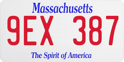 MA license plate 9EX387