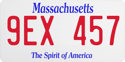 MA license plate 9EX457