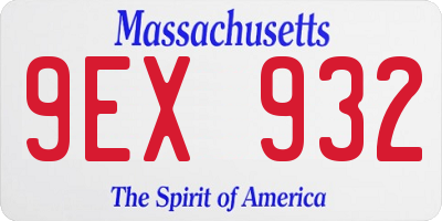 MA license plate 9EX932