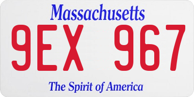 MA license plate 9EX967