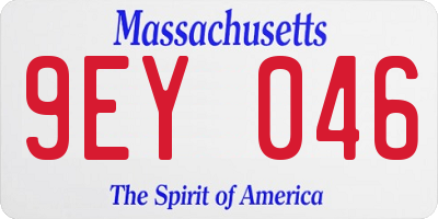 MA license plate 9EY046