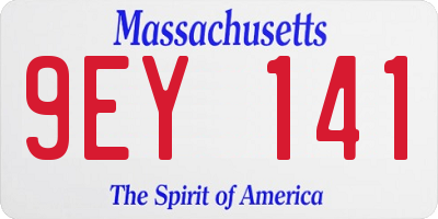 MA license plate 9EY141