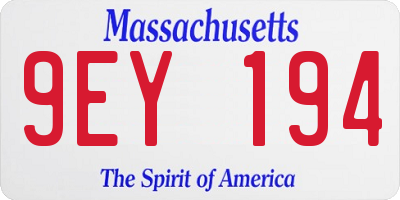 MA license plate 9EY194
