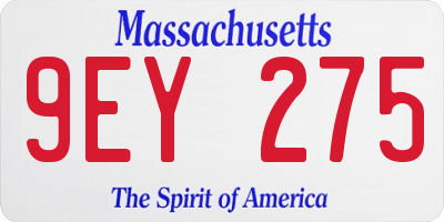 MA license plate 9EY275