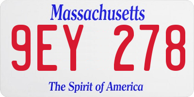 MA license plate 9EY278