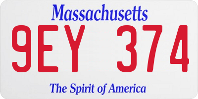 MA license plate 9EY374
