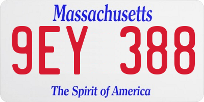 MA license plate 9EY388