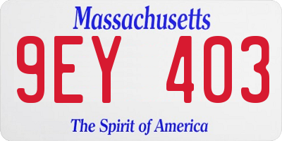 MA license plate 9EY403