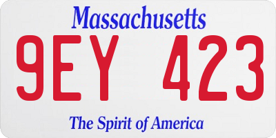 MA license plate 9EY423