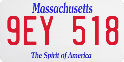 MA license plate 9EY518