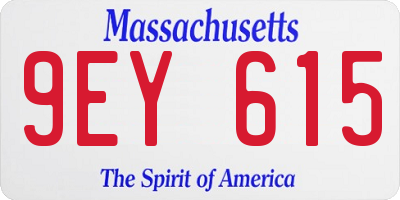 MA license plate 9EY615